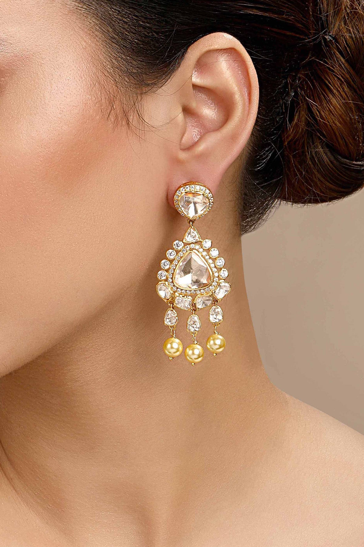 Buy Cream Moissanite Polki Danglers by Sica for women online at ScrollnShops